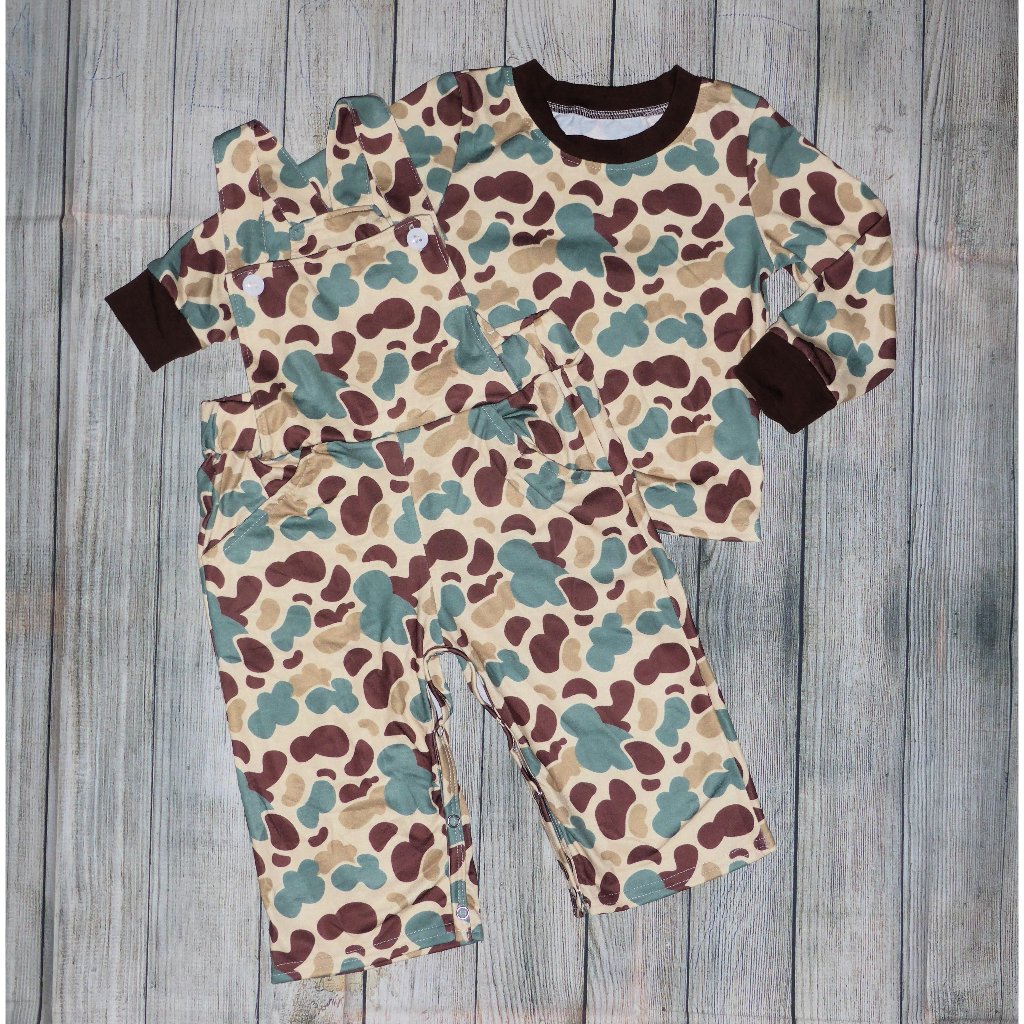 Boutique Camouflage Boys Overalls Outfit Set